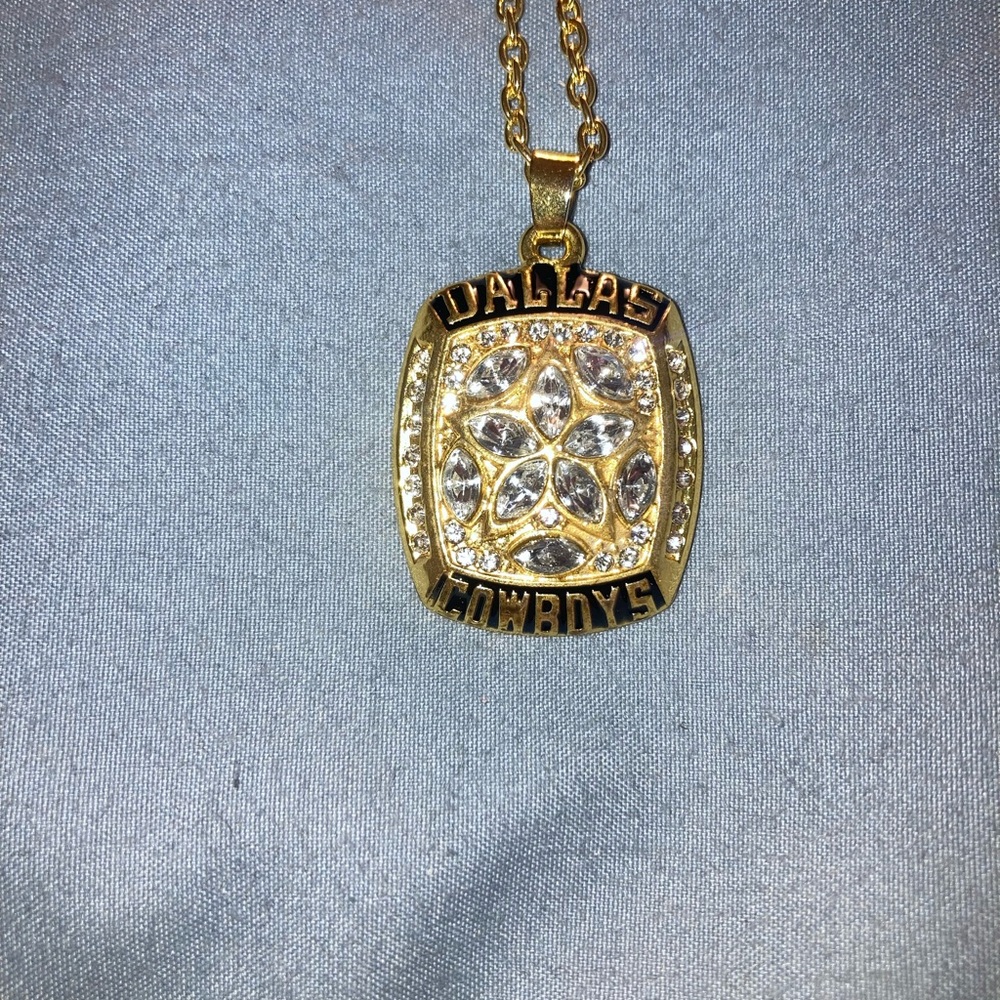 NFL Gold and Clear Crystal Dallas Cowboys Pendant Necklace